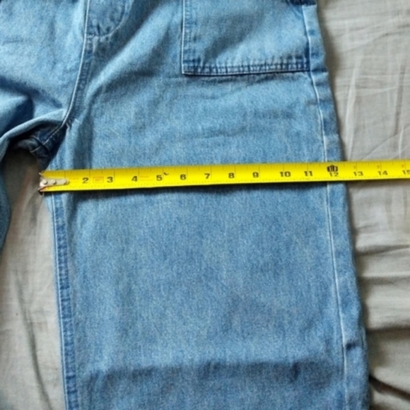 WeWoreWhat Slouchy Slit Overalls in Steel Jeans Pants Jumpsuit Wide Leg - Picture 6 of 11